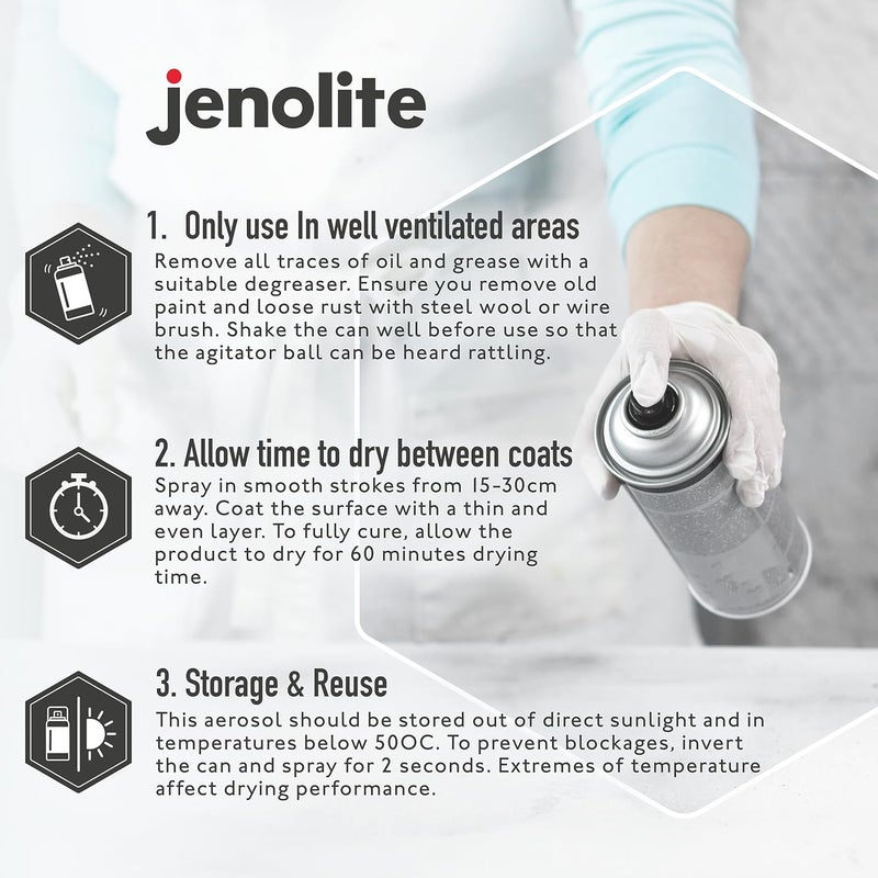 JENOLITE طلاء رذاذ كروم - لمسة نهائية كرومية ناعمة - طلاء متعدد الأسطح للمعادن والبلاستيك والمزيد - مناسب للاستخدام الداخلي والخارجي - 3x400 مل (3x13.52 أونصة) - Image 3